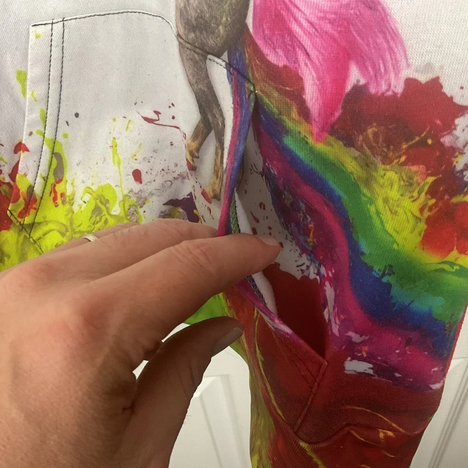 女孩独角兽彩虹全艺术叠印连帽衫尺寸 XL — 第 4/4 张图片