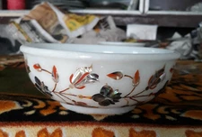 8" Marble Dry Fruit Bowl Plate Rare Inlay Marquetry Mosaic Table Decor Gifts P12