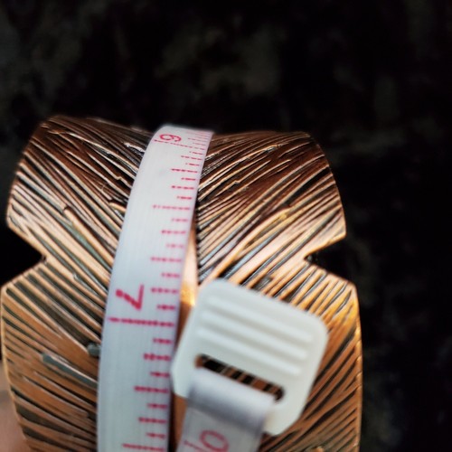 Copper Color Leaf Hinge Bracelet Wide Cuff - Picture 5 of 7