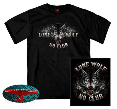 LONE WOLF NO CLUB T-SHIRT - BIKER Chopper Motorrad USA Free Rider Cruiser Club