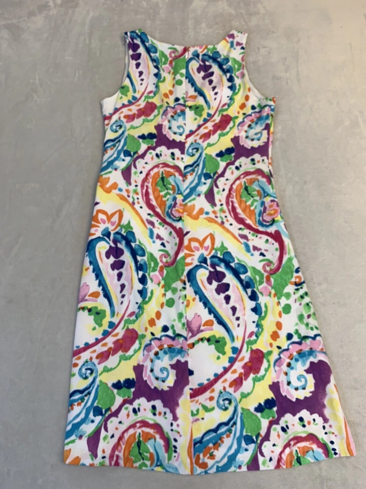 Ralph Lauren Sleeveless Dress sz 4 Paisely Cross Over V-Neck Wrap Skirt Lined - Image 2 of 4