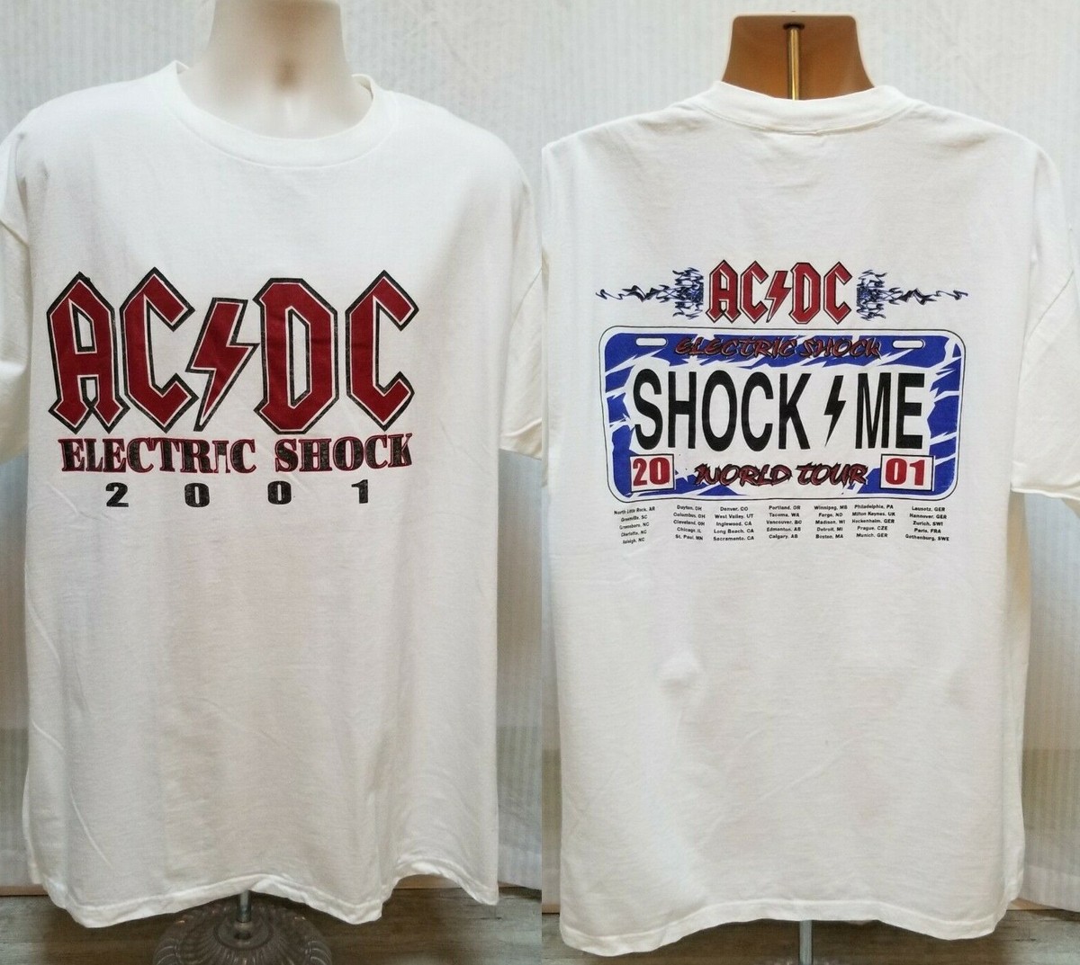 Vintage AC/DC World Tour 2001 Electric Shock T Shirt - Size Vintage AC/DC World Tour 2001 Electric Shock T Shirt - Size