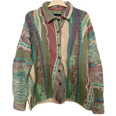 Vintage COOGI Australia 3D Knitted Womens Cardigan Jumper Small Genuine RARE