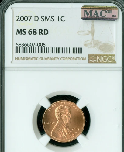 2007 D LINCOLN CENT NGC MS68 SMS 2ND FINEST MAC SPOTLESS POP 14 RARE .