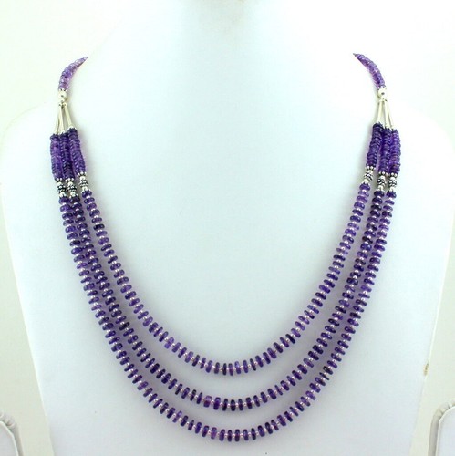 Collier En Argent 925 Avec Perles D'améthyste - Longueur 18 Pouces - Marque Walter Bauman - Neuf