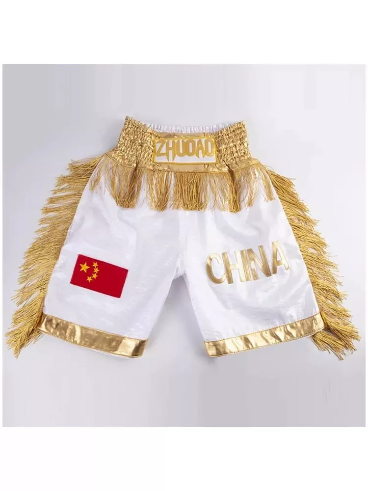 Boxing Shorts Gold Silver Tassels MMA Kick Boxing Martial Boxing Shorts Gold Silver Tassels MMA Kick Boxing Martial