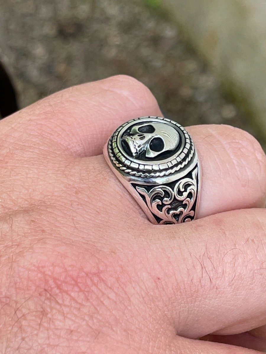SILVER925 SKULL DESIGN RING/シルバー/リング Real 925 Sterling Silver Mens Skull Ring Vintage Oxidized
