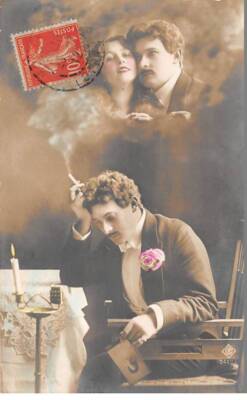 Fantasy - No. 89013 - Surrealism - Smoking man holding a photo - Av card
