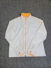 Vintage Y2K Nike Women  s XL Full Zip Windbreaker Jacket White Orange Lining