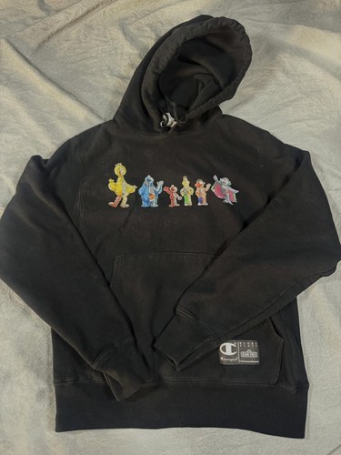 Rare Vintage Champion Reverse Weave Sesame Street Skeleton Hoodie Y2K Small