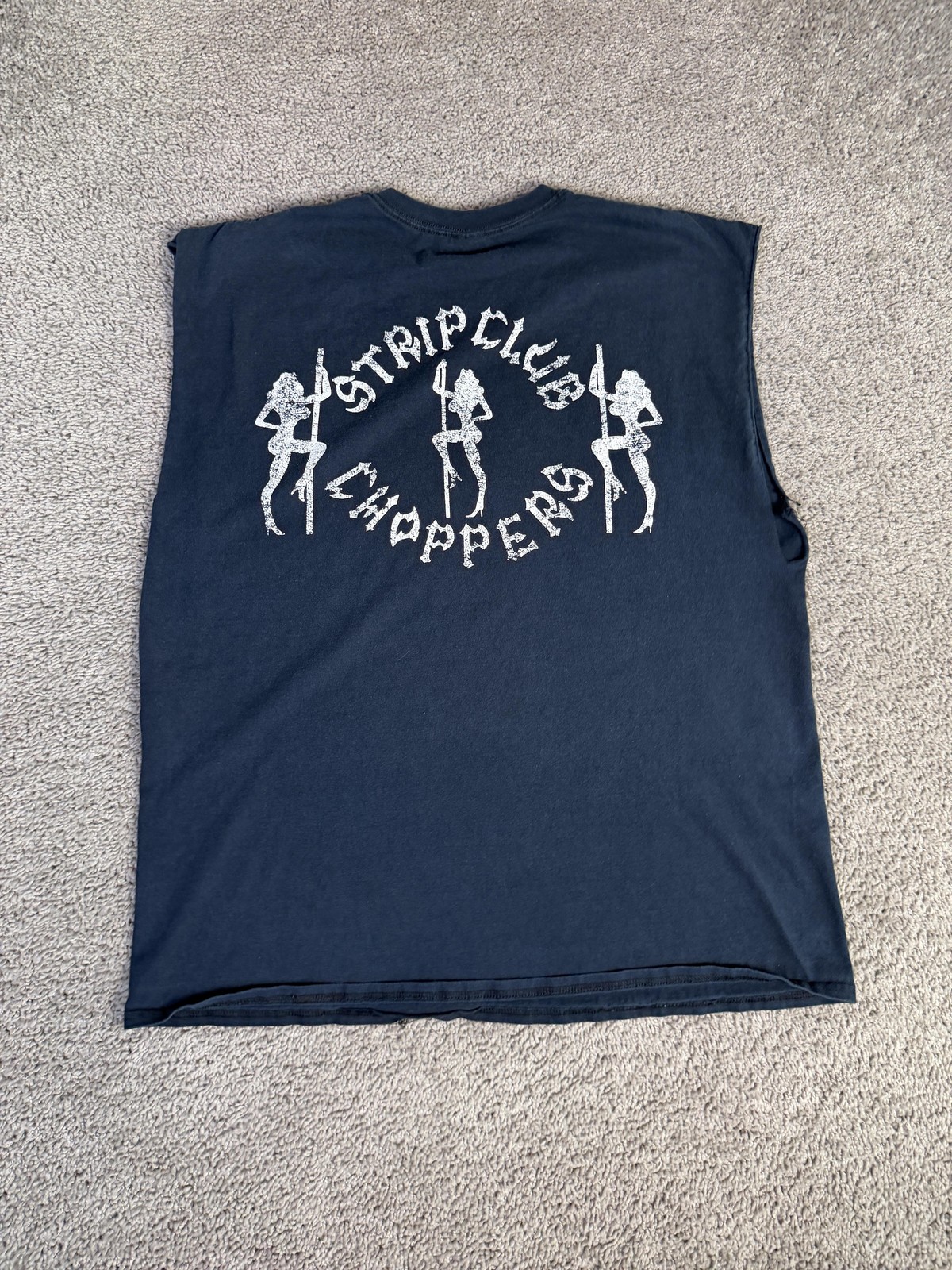 Vintage Strip Club Choppers Shirt Mens XL Black Biker Graphic Sleeveless Y2K