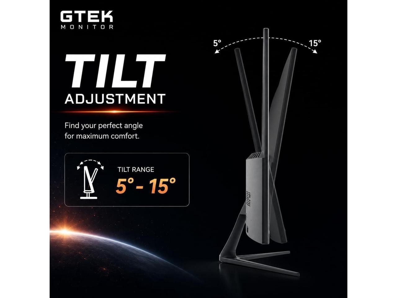 Monitor Gaming GTek de 27 pulgadas, 200 Hz, sin marco, monitor de computadora Full HD 1920 x 1080, imagen 6