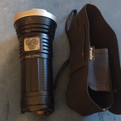 Fenix LD75C LED Flashlight Aluminum Black Handheld w/ 4x 18650 Batteries Holster