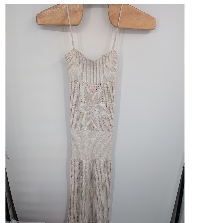 Siedres x Mango Women's NWT Crochet flower knitted maxi dress cream sz L