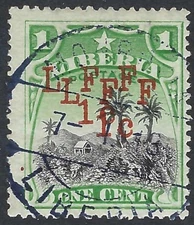 Liberia # M4 1916 UNLISTED DOUBLE SURCHARGE Monrovia 7-1.18 Military