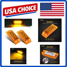 Partsam 2Pcs 6" Amber 13 LED Side Marker Clearance Light DOT 12V Trailer Truck