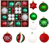 Weihnachtskugeln 44 StüCk Kunststoff GläNzend Glitzernd Deko Rot GrüN Weiß
