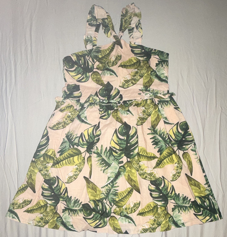 Janie and Jack Girls Size 7 Pink/Green Tropical Sundress