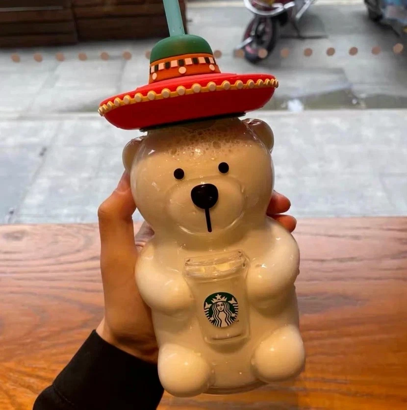 Starbucks New Lami Bear Straw Glass Cup Water Cup 500ml tumbler Limited Edition - Image 4 of 4