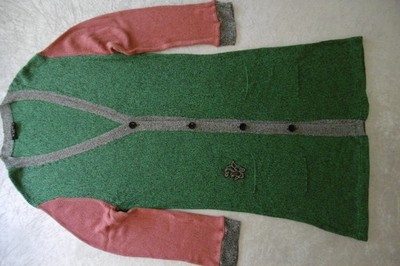 Nobel-Strickjacke/Mantel ETRO Baumwolle+Viskose  melange:smaragdgrün+ziegel+grau
