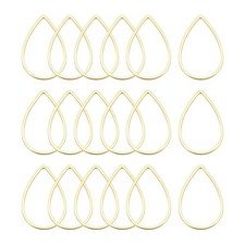 Teardrop Beading Hoop Link Open Bezel Charm Ring 0.55"x0.86" Brass Tone 100pcs
