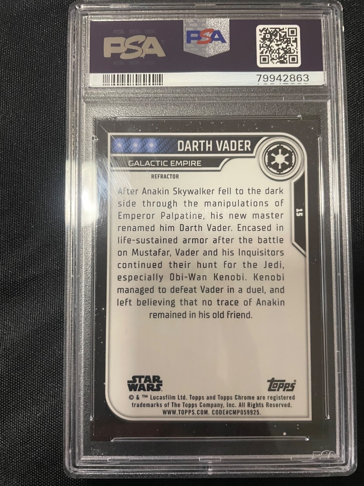2023 STAR WARS CHROME DARTH VADER REFRACTOR PSA 8 view 2