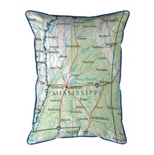 Betsy Drake Mississippi MS Small Pillow 11x14 - Corded Indoor Outdoor