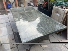 Moda Furnishings Outdoor Rattan Glass Top 6 to 8 Seater Dining Table