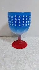 Vintage Bartlett Collins Patriotic 'Merica Flag Thumbprint Goblet 6" Tall