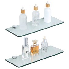 SAYAYO Floating Glass Shelves for Bathroom, Tempered Glass Shelf for Wall 15 ...