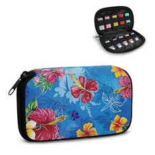 Hibiscus Flowers Printed Flash Drive Case Small, Portable Hibiscus Flowers-Blue