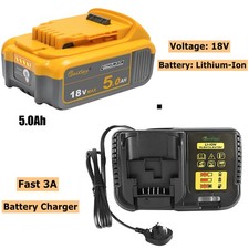 For DeWalt 18V 5Ah Battery Li-ion XR Slide charger DCB182 DCB184 DCD796N DCF887
