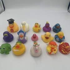 Lot Of 16 Rubber Ducks Variety Jeep Ducks Frog Swan Ninja Unicorn Mini Duck