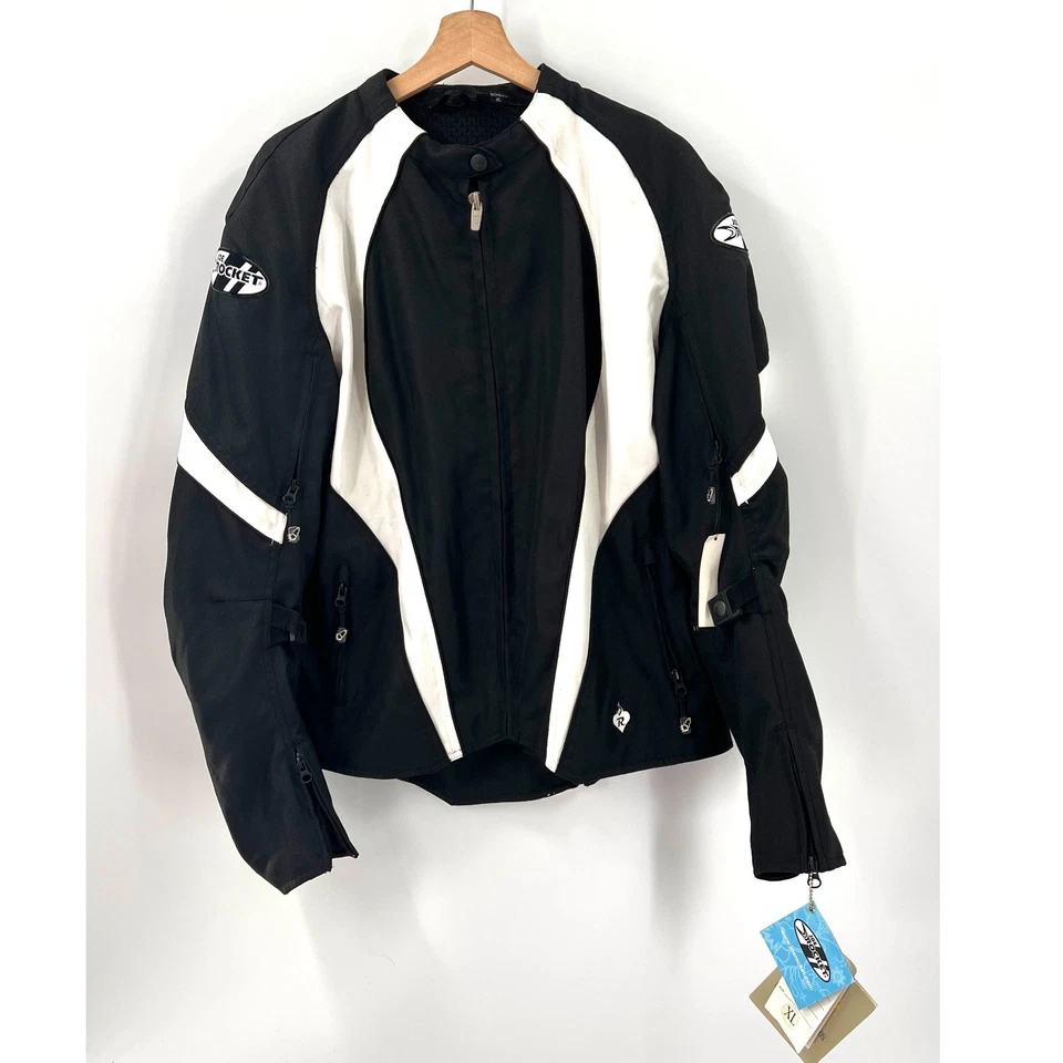 NEW Joe Rocket Lotus 2.0 motorcycle riding jacket black white turtle shell XL - Image 2 of 4
