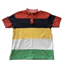 Vintage Tommy Hilfiger Colorblock Rugby Striped Polo Shirt Mens L Y2K