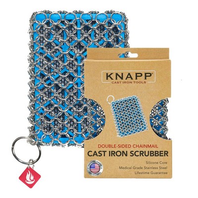 Knapp Made Combo Chainmail Cast Iron Scrubber with Silicone Core - Heavy Duty...