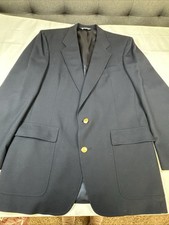 Vtg Austin Reed USA Mens Sport Coat Blazer Gold Button Navy 42 Long