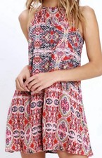 Lulus Design Major Floral Mini Swing Dress Sleeveless Size Medium