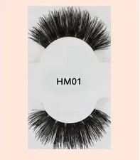 Set of Five pair of natural-looking 100% human hair false black eyelashes #HM01