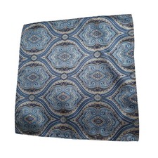 Blue Gray Paisley Silk Pocket Square Mens Handkerchief 12x12 Inch Suit Accessory