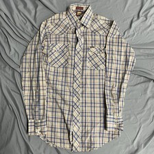 Vintage Lee Western Button Up Pearl Snap Plaid Shirt Size S Taiwan Made Cowboy