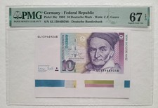 Ro303a BRD-47a / Pick 38c, 10 DM 1993, GEM UNC, PMG 67 EPQ mit Rand vom Bogen