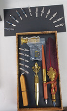 Quill Pen And Ink Set - Feather Calligraphy Dip Pen w/ Wax Seal Stamp 23 pc Set