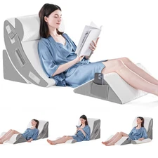 4PCS Orthopedic Bed Wedge Pillow Set for Sleeping, Post Surgery Foam Pillow f...