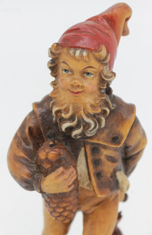 Wooden figure small figure Val Gardena dwarf wood carved mounted Italy 11 cm #18 - Image 4 of 4