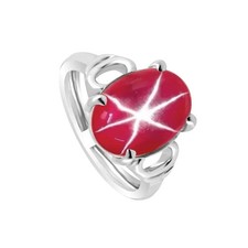 9Ct Natural 6 Rays Red Star Ruby Ring 925 Sterling Silver Handmade Fine Jewelry