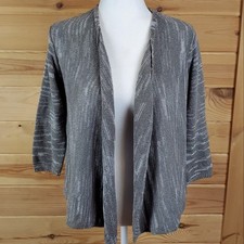 Pure Jill J.Jill Taupe & White Cardigan Cascading Knit Sweater Women's Small