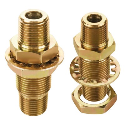2PCS Zinc Plated Bulkhead Air Line Fitting with Steel Nut - 1/2'' NPT and 1/4''...