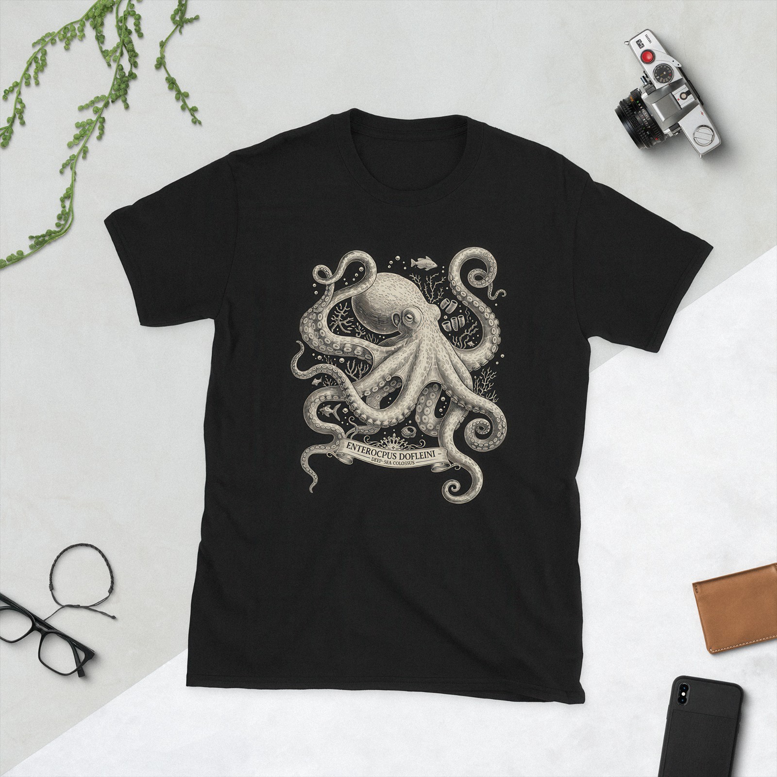 Octopus T-Shirt Vintage Octopus Womens Cotton Deep Sea Steampunk