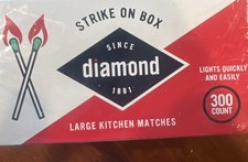 3 Pack Of Diamond Large Kitchen Matches 300 Sticks/box; 900 Sticks Total 